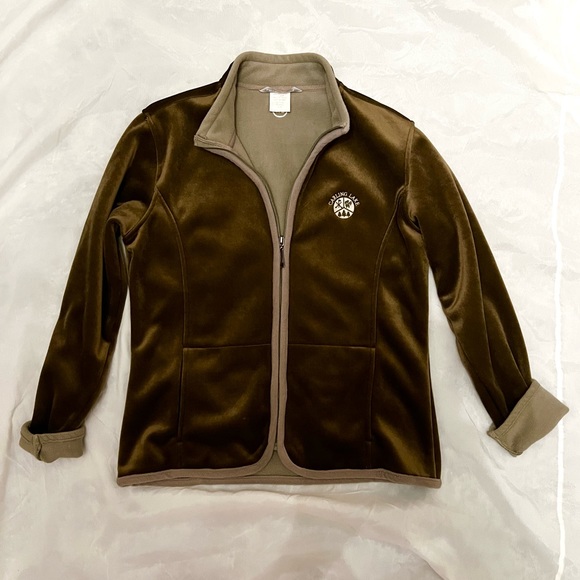 Olive green Velour fleece Jacket - Picture 2 of 4